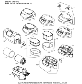 Kt725-3108 Air Intake Diagram and Parts List for KT725-3108  Cub Cadet Engine